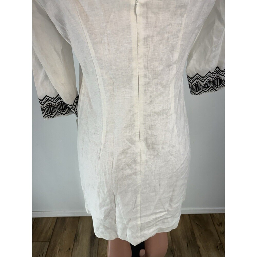 NEW SHELL LINEN DONNA MORGAN Women's Sheath Dress with Embroidery - Picture 6 of 16